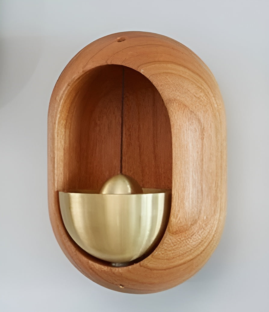 Sonnette Méditative Bois & Laiton – Carillon Apaisant pour Porte & Intérieur
