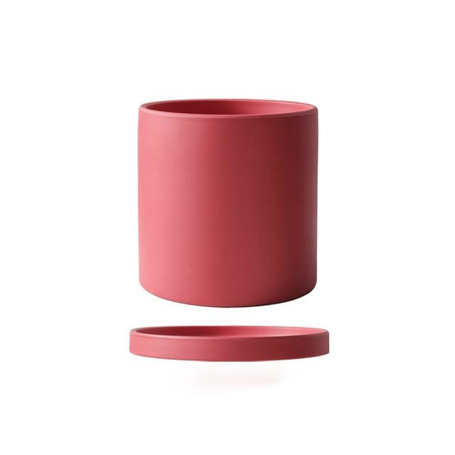 Ensemble de Pots de Fleurs Colorés en Céramique avec Soucoupe – Finition Mate Artisanale