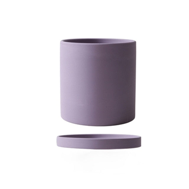 Ensemble de Pots de Fleurs Colorés en Céramique avec Soucoupe – Finition Mate Artisanale