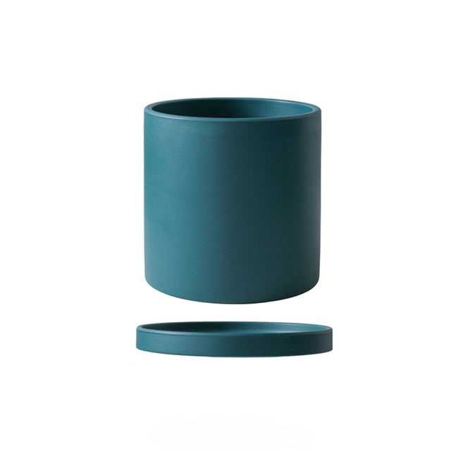 Ensemble de Pots de Fleurs Colorés en Céramique avec Soucoupe – Finition Mate Artisanale