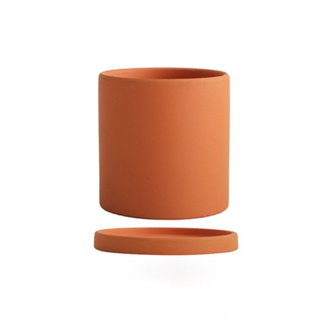 Ensemble de Pots de Fleurs Colorés en Céramique avec Soucoupe – Finition Mate Artisanale