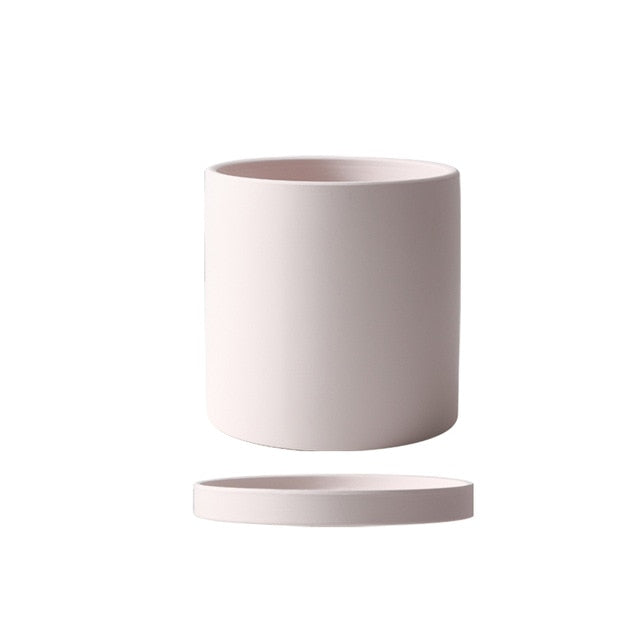 Ensemble de Pots de Fleurs Colorés en Céramique avec Soucoupe – Finition Mate Artisanale