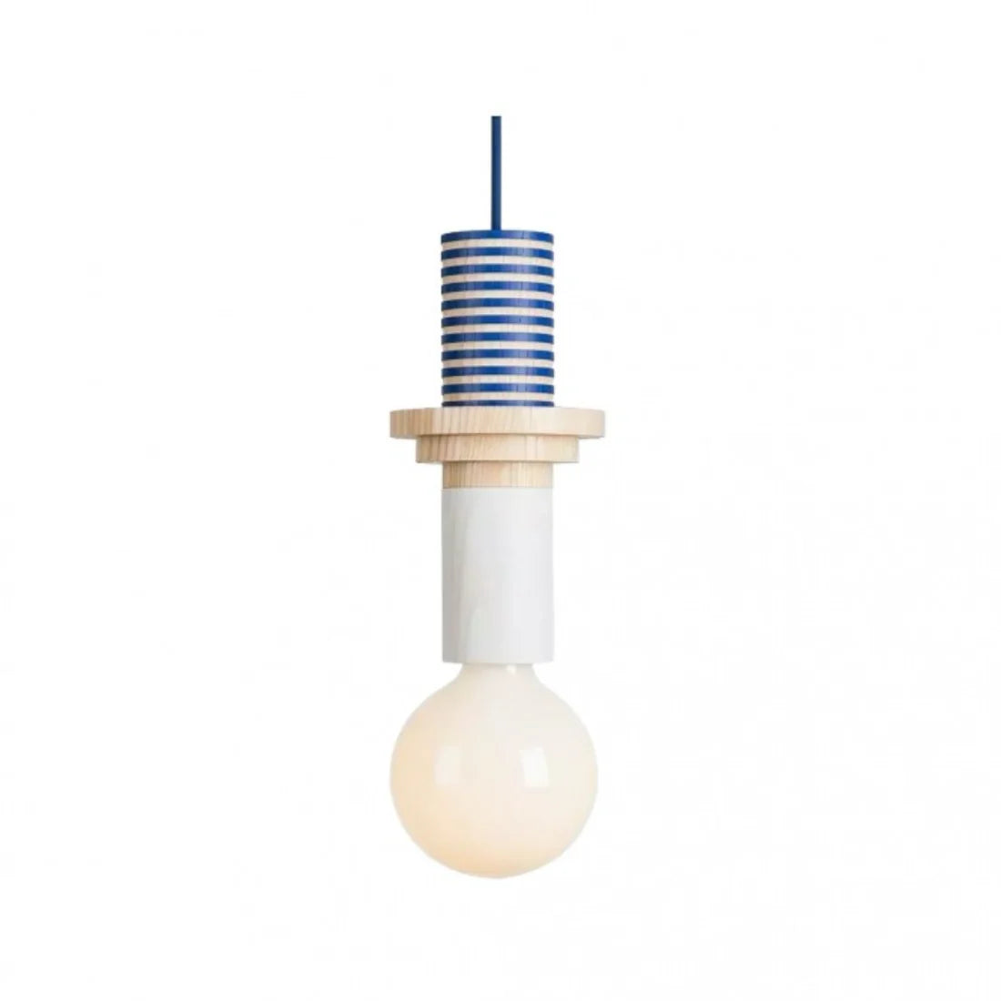 Suspension Bois Géométrique, Design Multicolore, E27