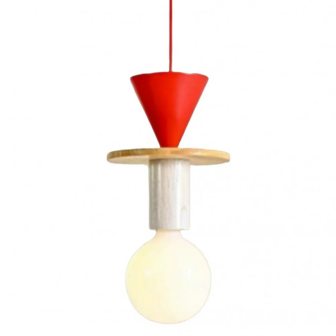 Suspension Bois Géométrique, Design Multicolore, E27