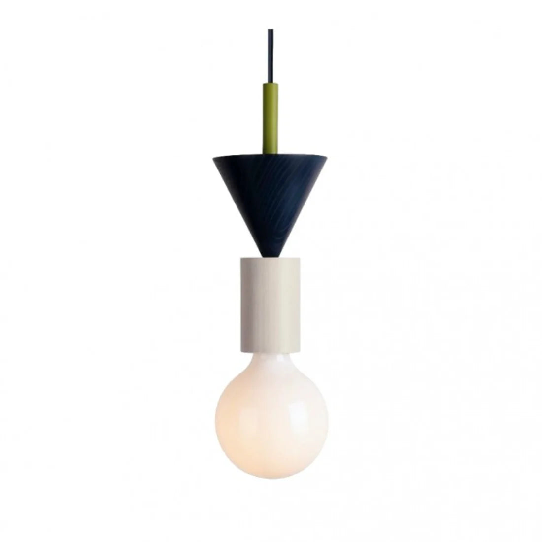 Suspension Bois Géométrique, Design Multicolore, E27