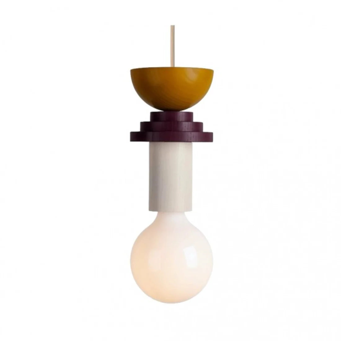 Suspension Bois Géométrique, Design Multicolore, E27