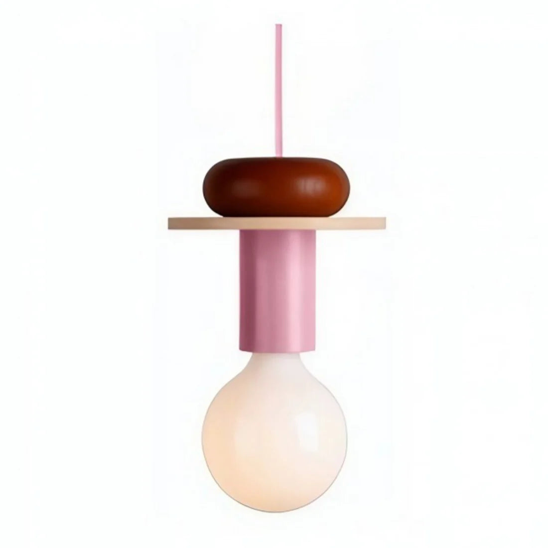 Suspension Bois Géométrique, Design Multicolore, E27
