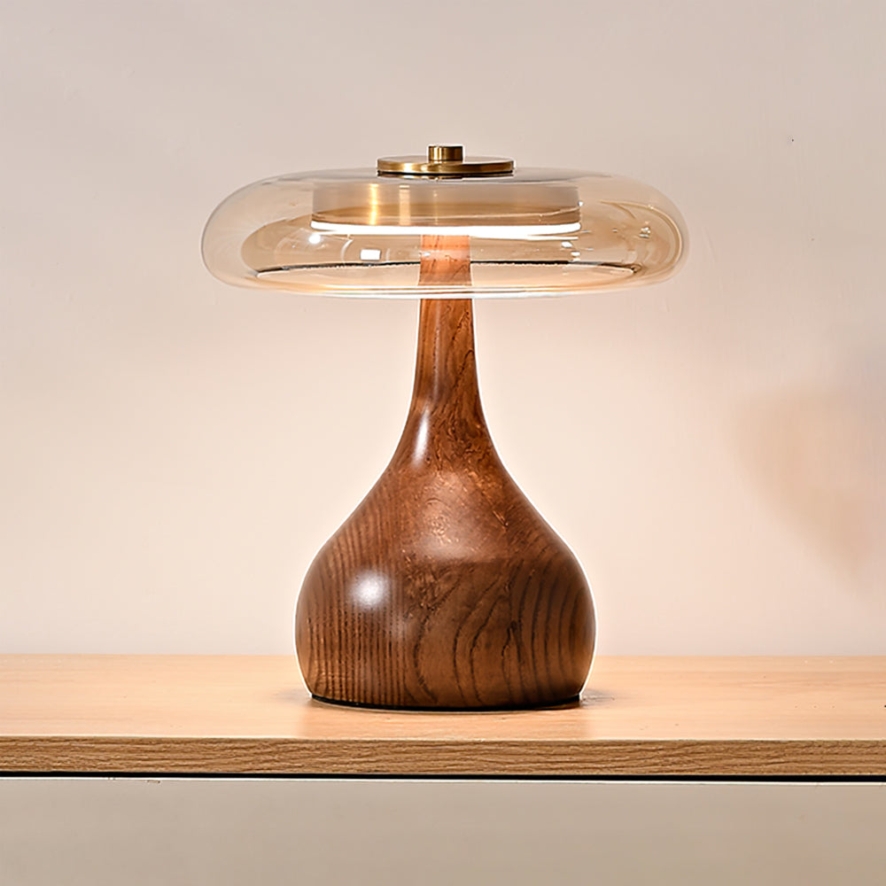Lampe de Table LED en Verre et Bois – Design Andi