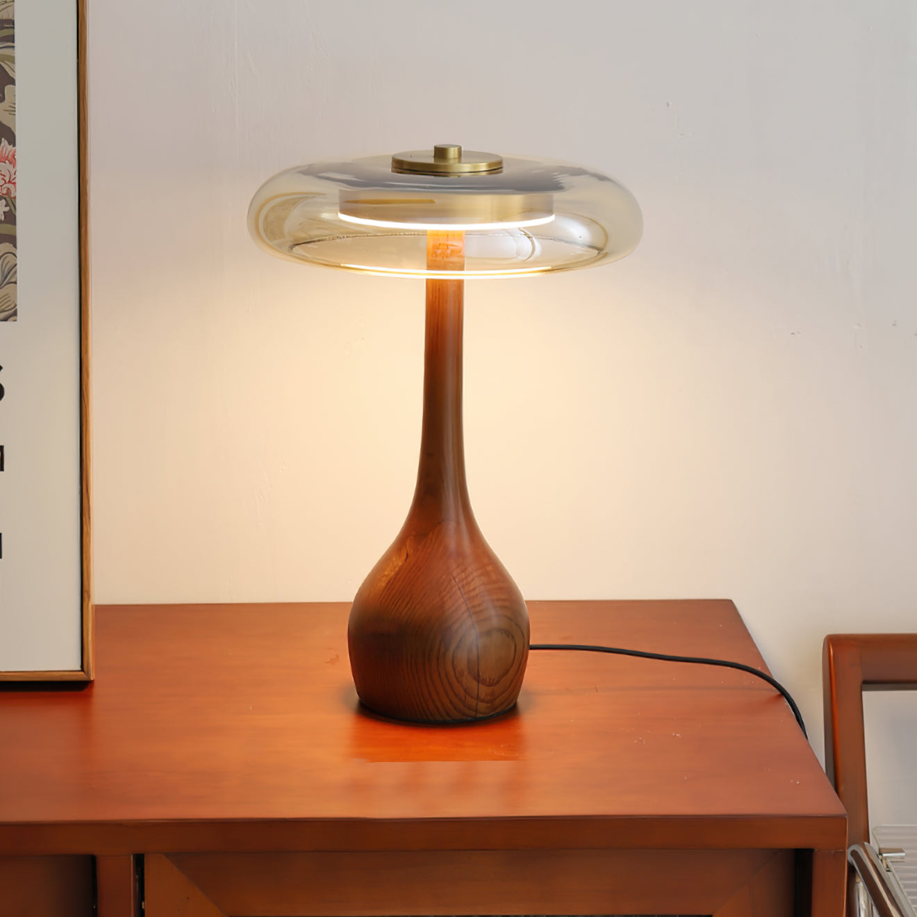 Lampe de Table LED en Verre et Bois – Design Andi
