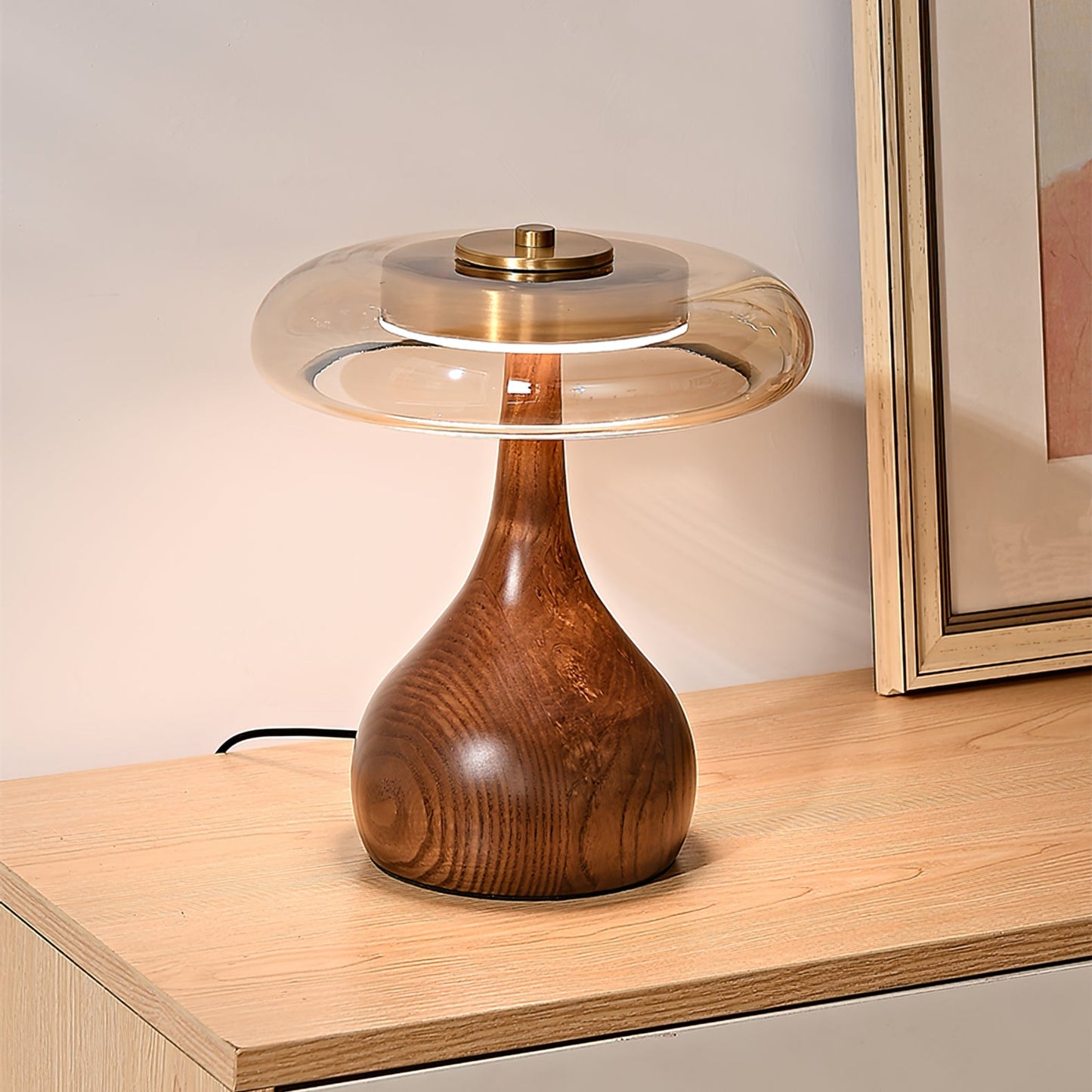 Lampe de Table LED en Verre et Bois – Design Andi