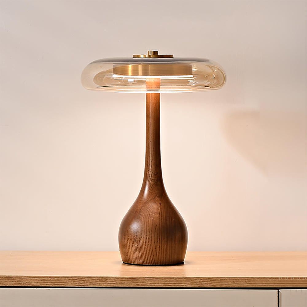 Lampe de Table LED en Verre et Bois – Design Andi
