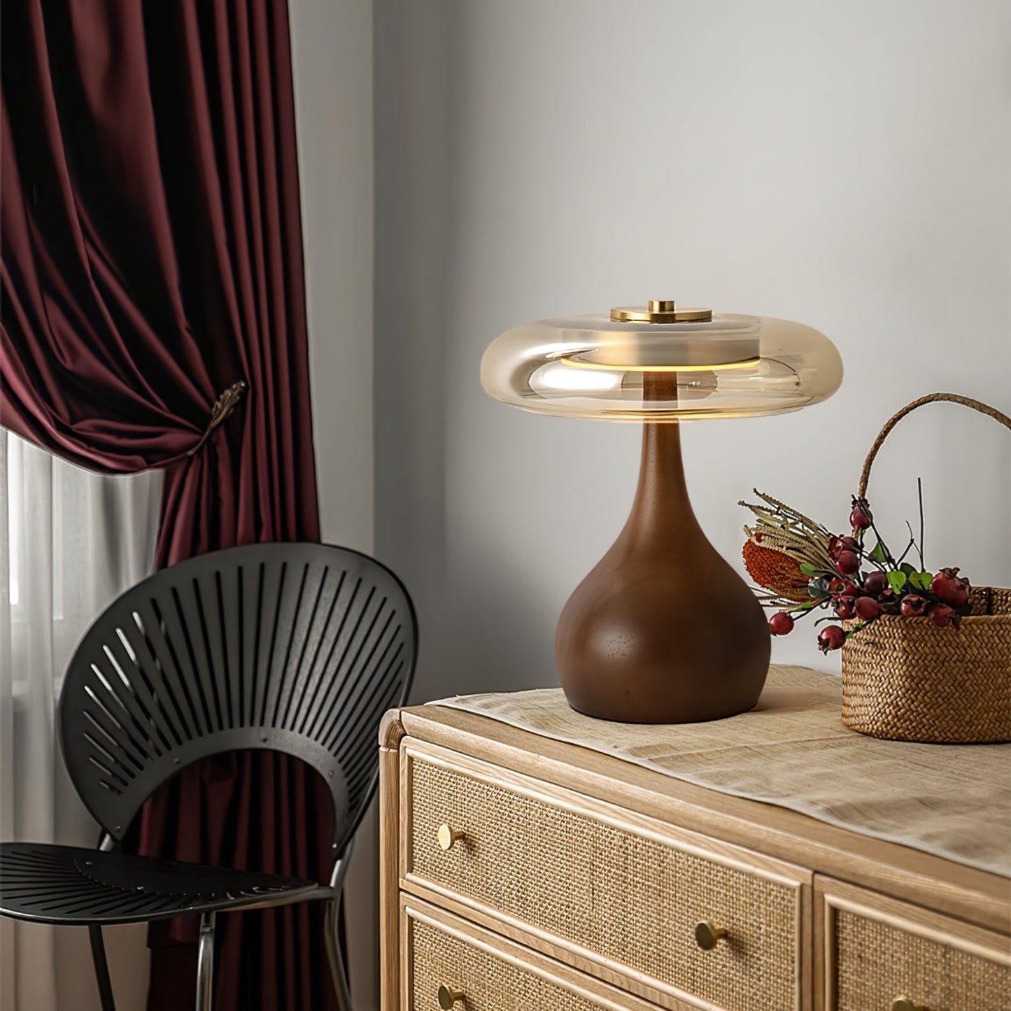 Lampe de Table LED en Verre et Bois – Design Andi