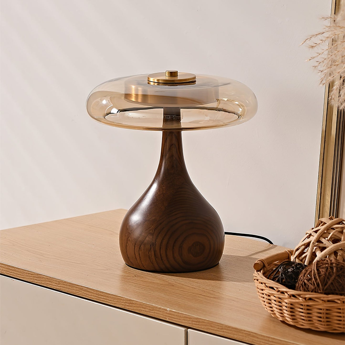 Lampe de Table LED en Verre et Bois – Design Andi