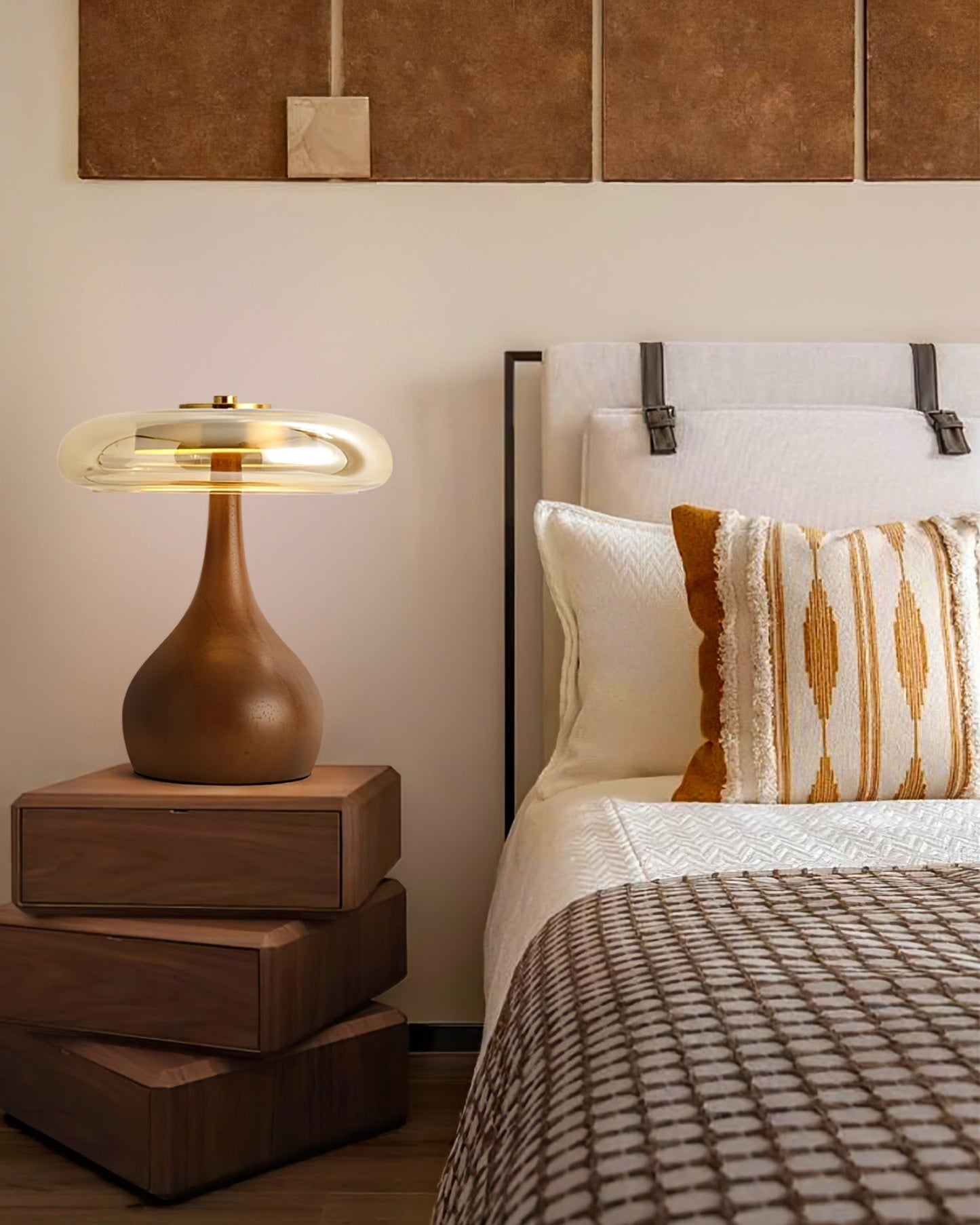 Lampe de Table LED en Verre et Bois – Design Andi