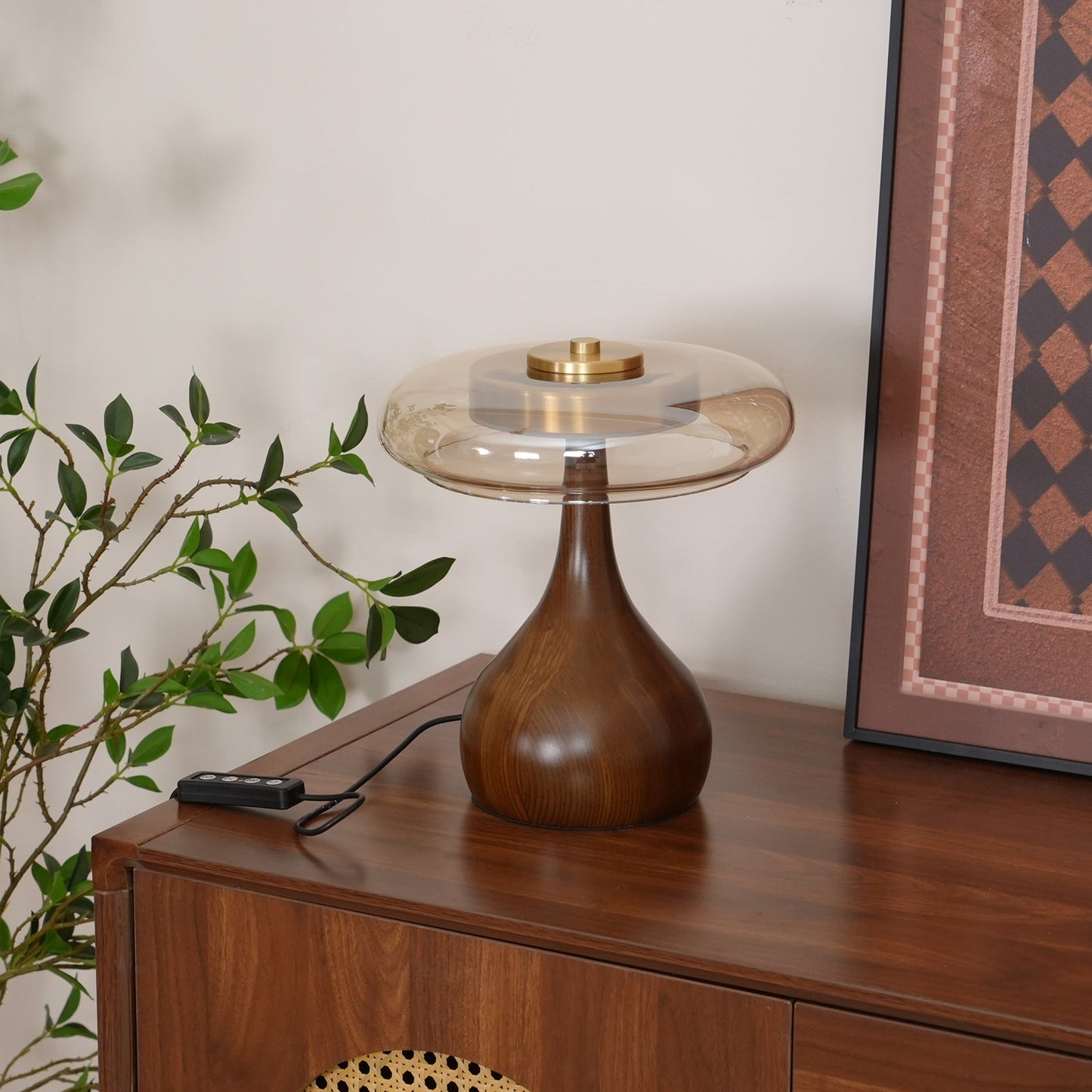 Lampe de Table LED en Verre et Bois – Design Andi