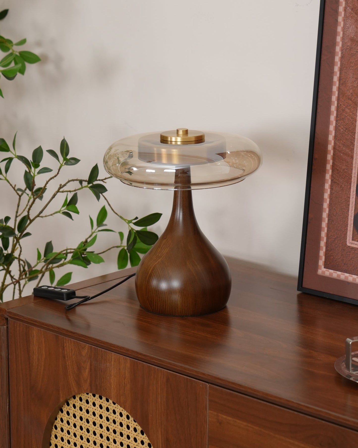 Lampe de Table LED en Verre et Bois – Design Andi