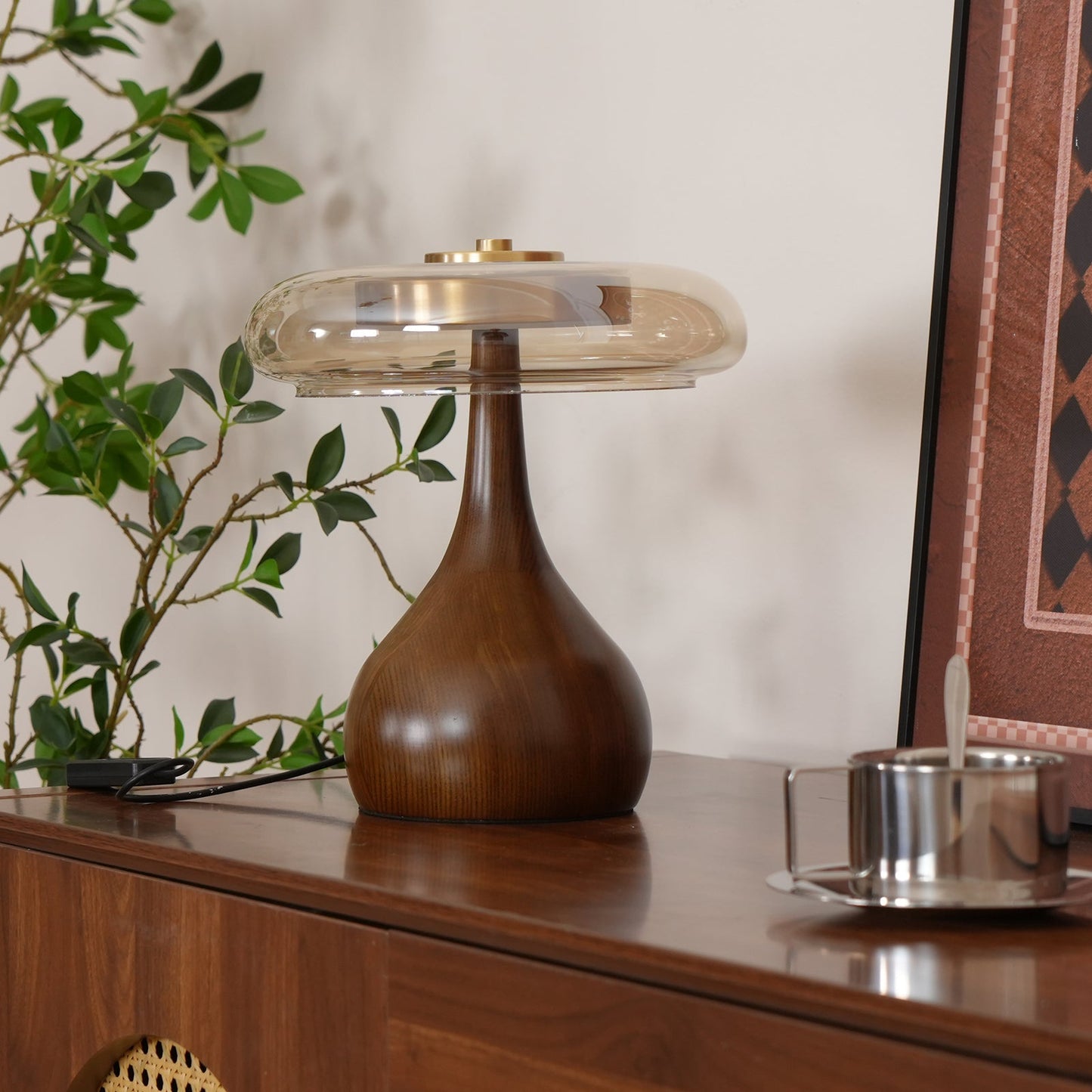 Lampe de Table LED en Verre et Bois – Design Andi