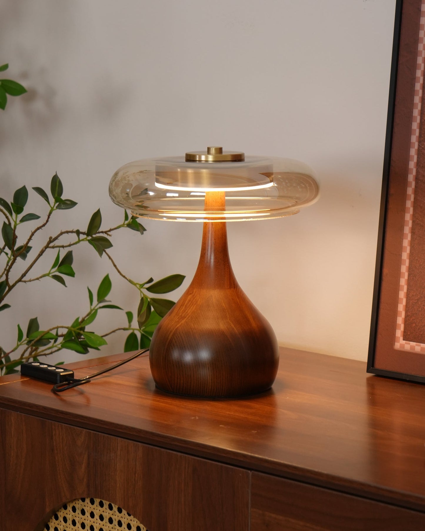 Lampe de Table LED en Verre et Bois – Design Andi