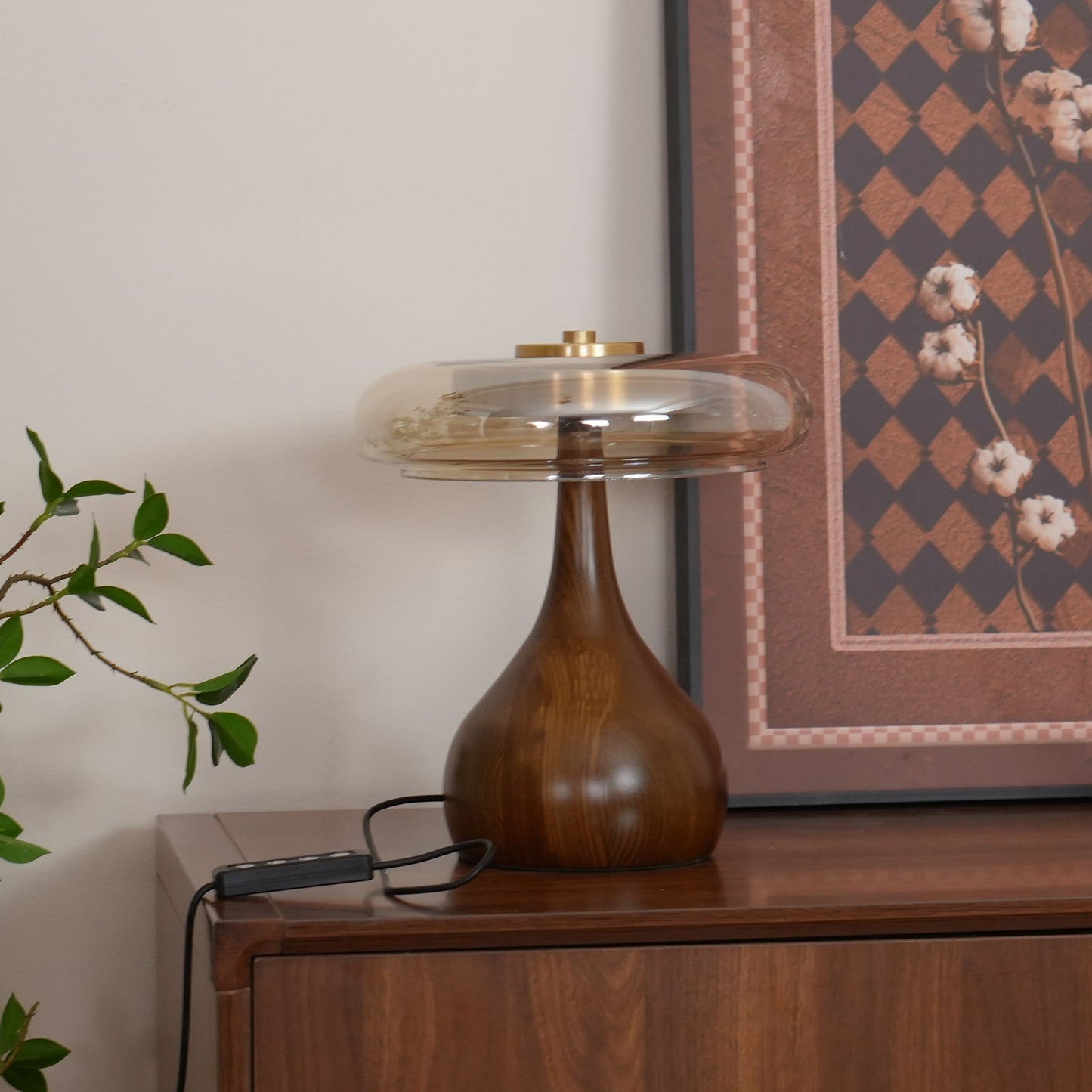 Lampe de Table LED en Verre et Bois – Design Andi