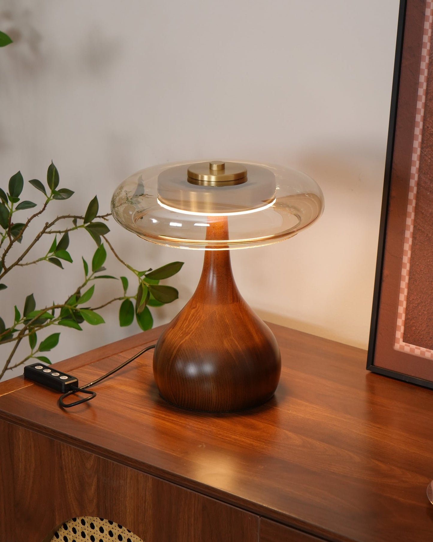 Lampe de Table LED en Verre et Bois – Design Andi