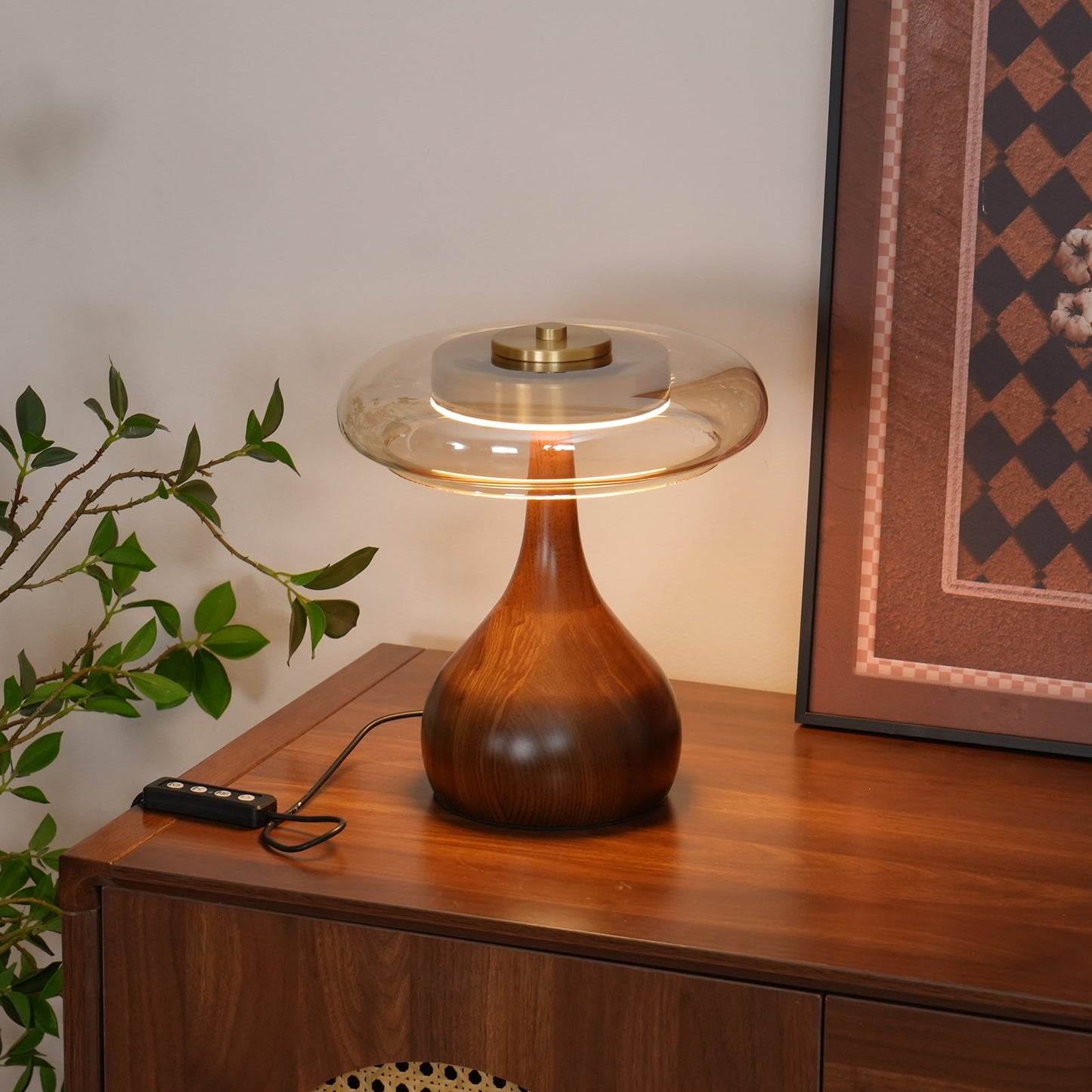 Lampe de Table LED en Verre et Bois – Design Andi