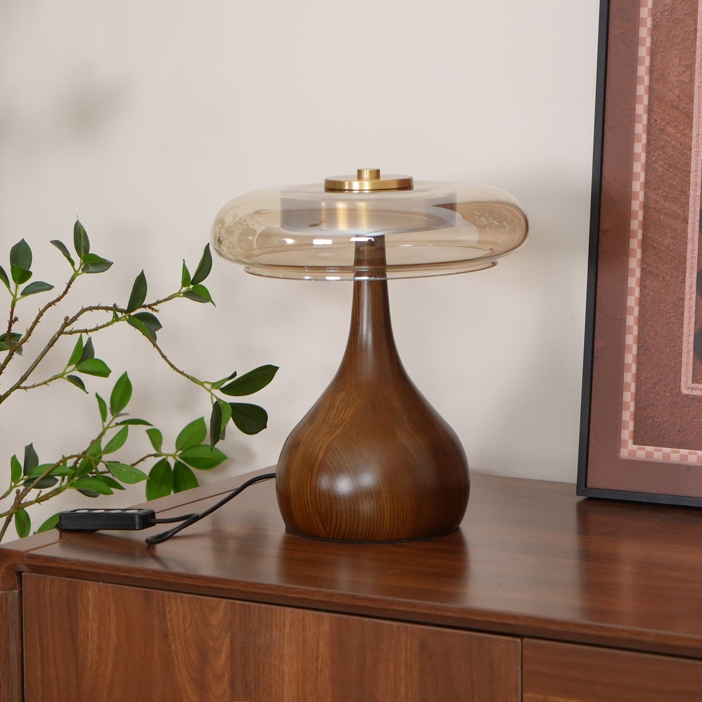 Lampe de Table LED en Verre et Bois – Design Andi