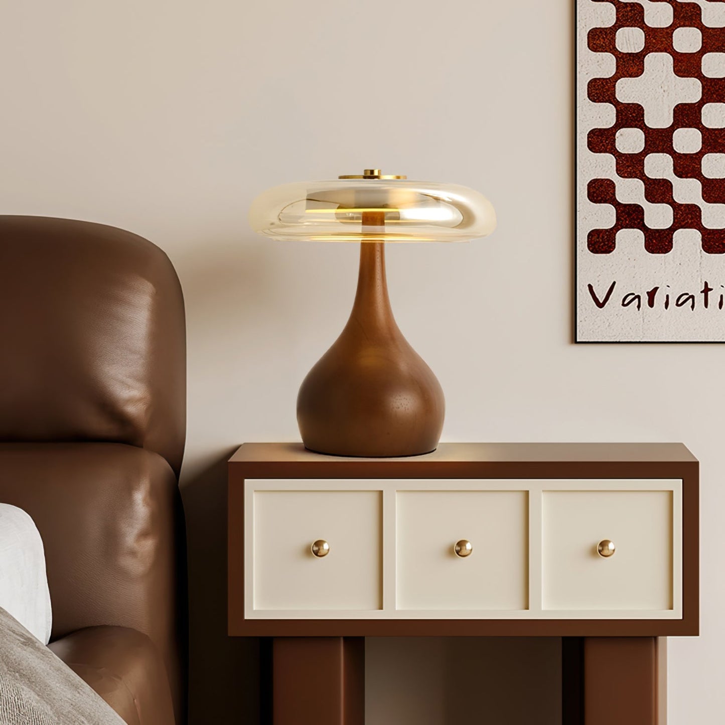 Lampe de Table LED en Verre et Bois – Design Andi