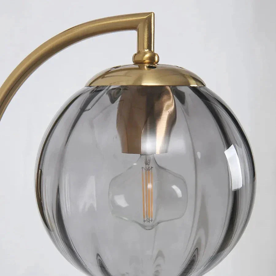 Applique Murale LED Verre Rond avec Bras Doré Courbé