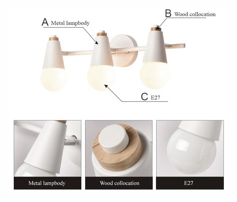Applique Murale LED Ari – Métal & Bois, 2/3 Têtes