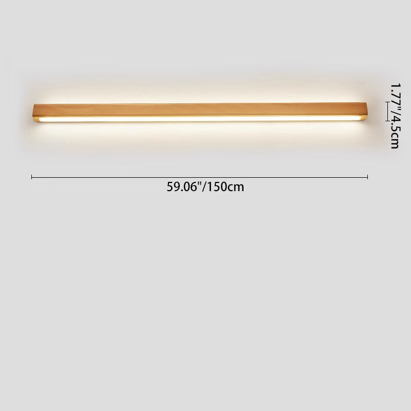 Applique LED Bois Massif, Style Japonais, 60–180 cm