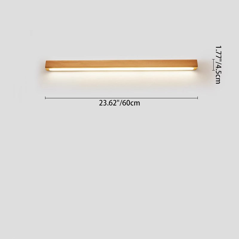 Applique LED Bois Massif, Style Japonais, 60–180 cm