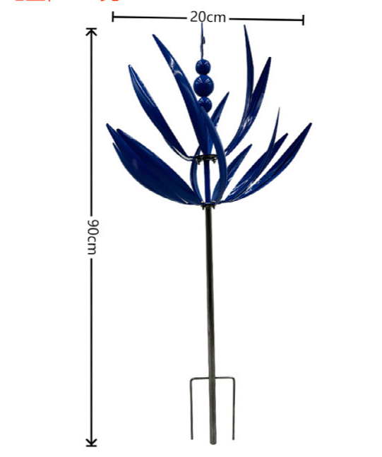 Sculpture de Jardin Rotative Lotus Bleu – Décoration extérieure artistique et apaisante
