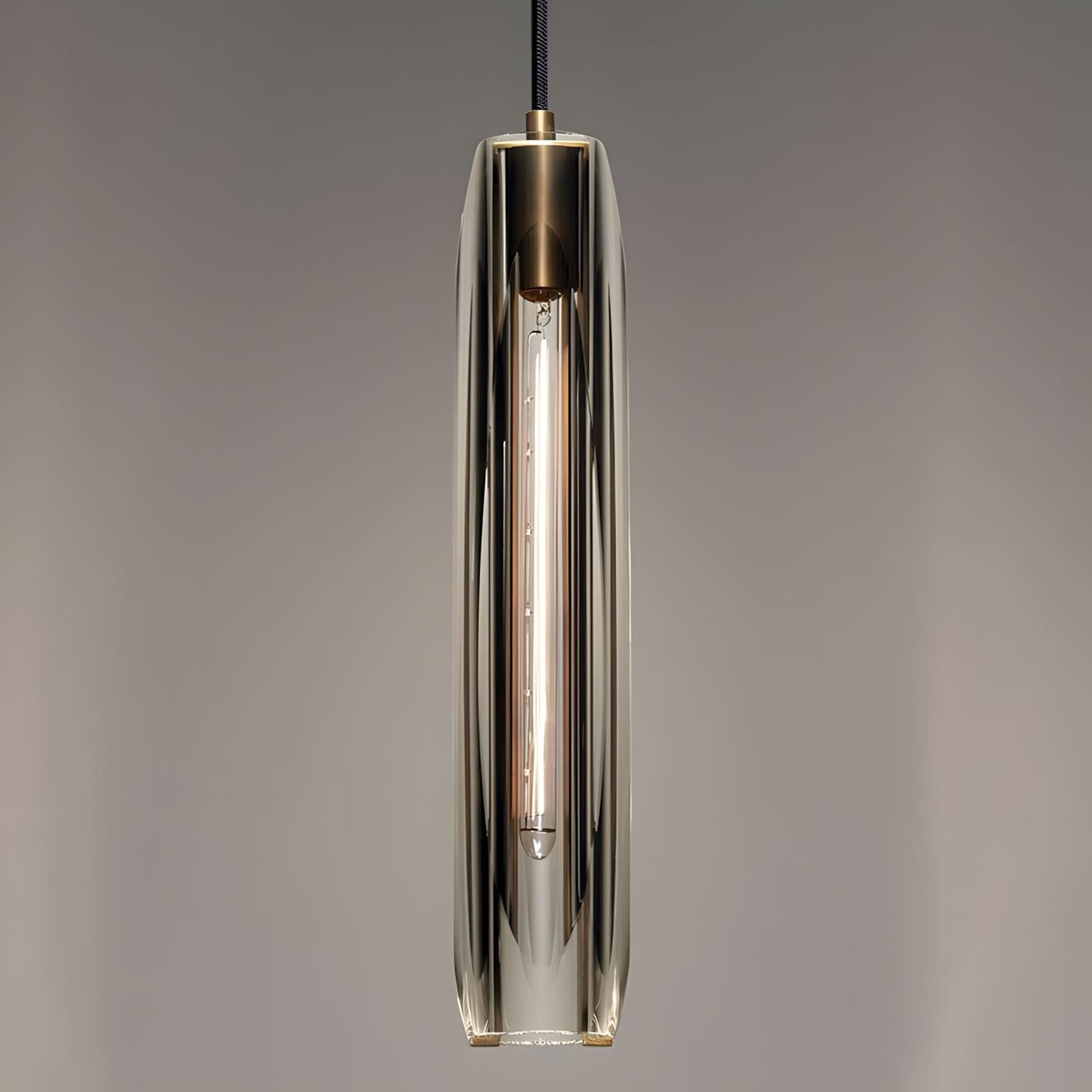 Suspension Moderne Verre K9 Laiton Fumé ou Clair
