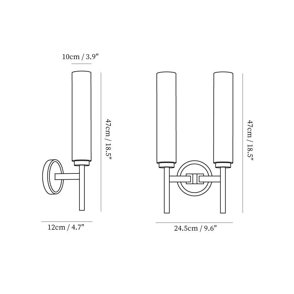 Applique Murale Brindisi – Laiton & Albâtre Cylindrique