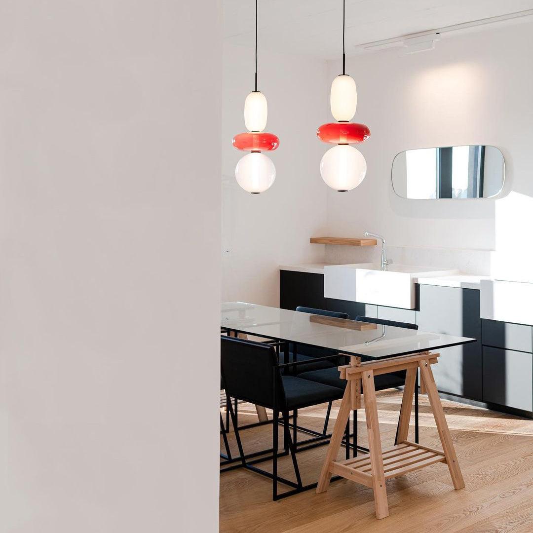 Suspension Moderne en Verre Confit – Élégance Colorée et Design Contemporain