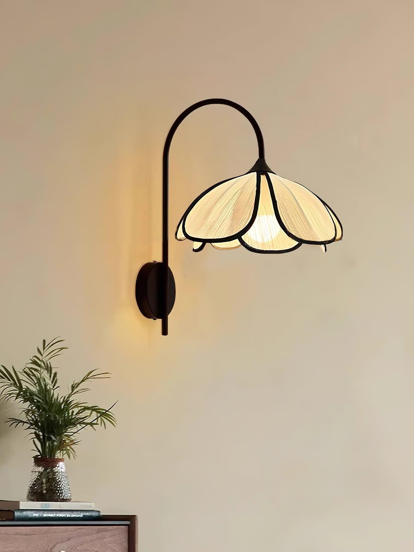 Applique Murale Fleur Japonaise en Fibre Naturelle