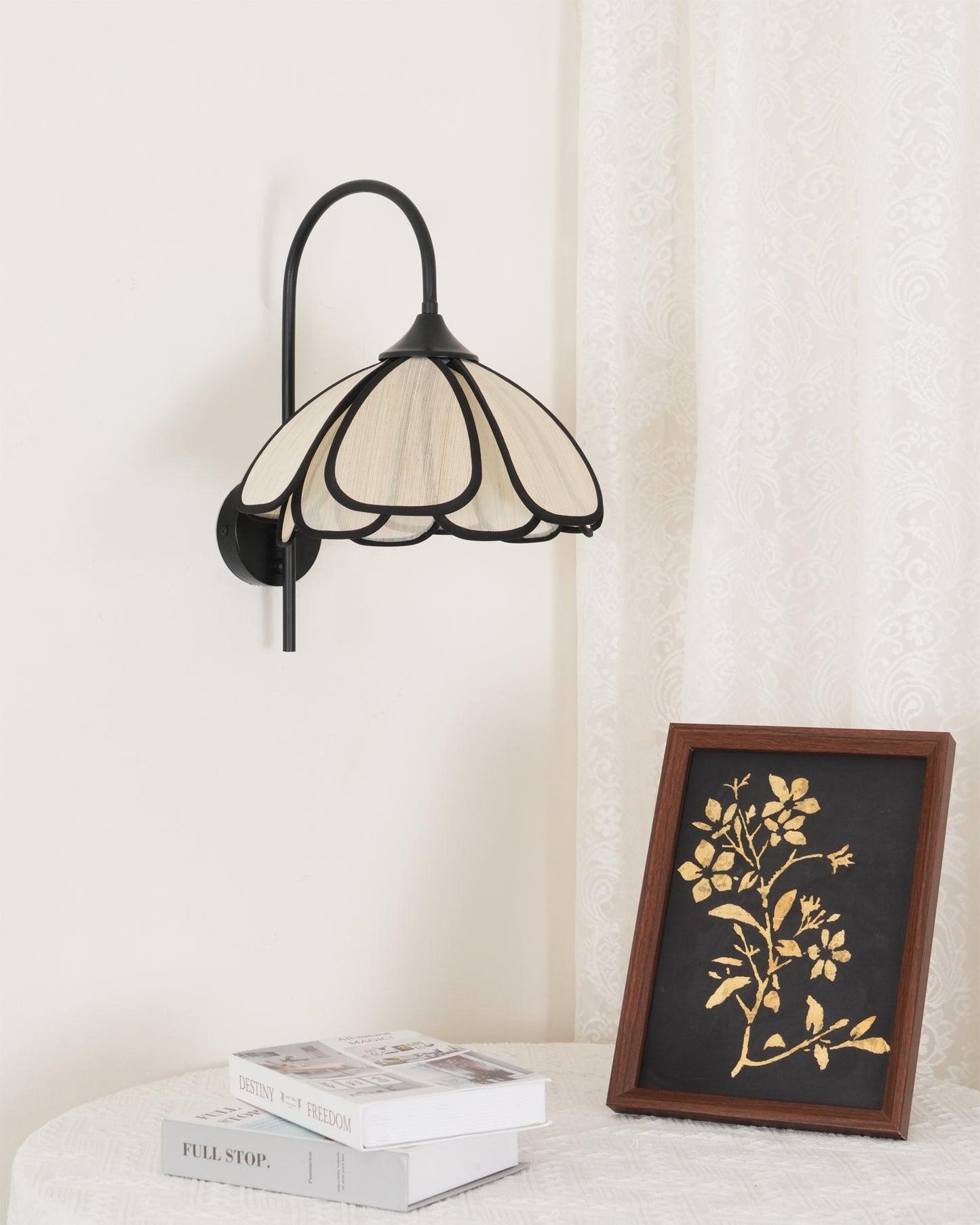 Applique Murale Fleur Japonaise en Fibre Naturelle