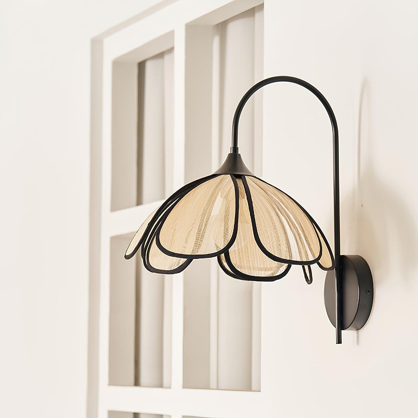 Applique Murale Fleur Japonaise en Fibre Naturelle