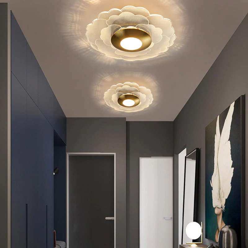 Plafonnier LED Moderne Rond, Acrylique Doré, 10W