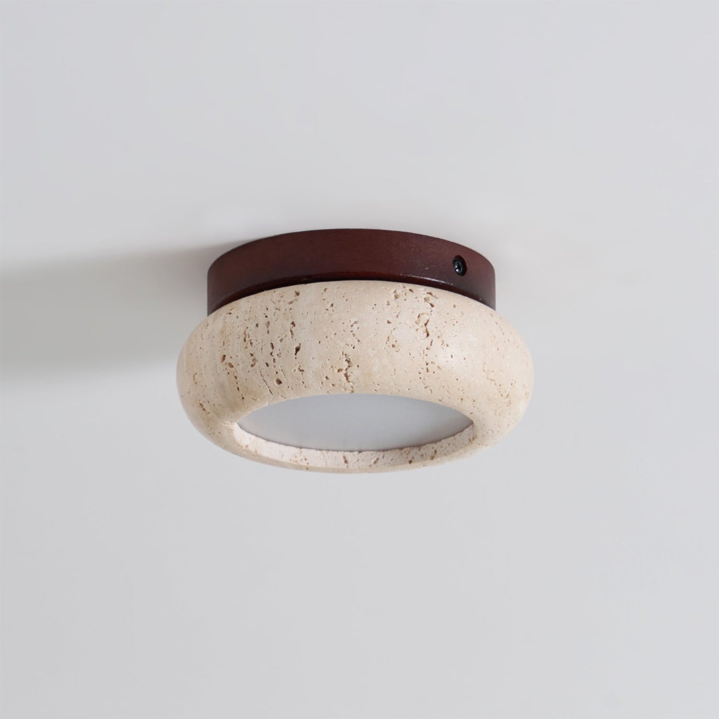 Plafonnier LED Cairns, Travertin & Bois, 15cm