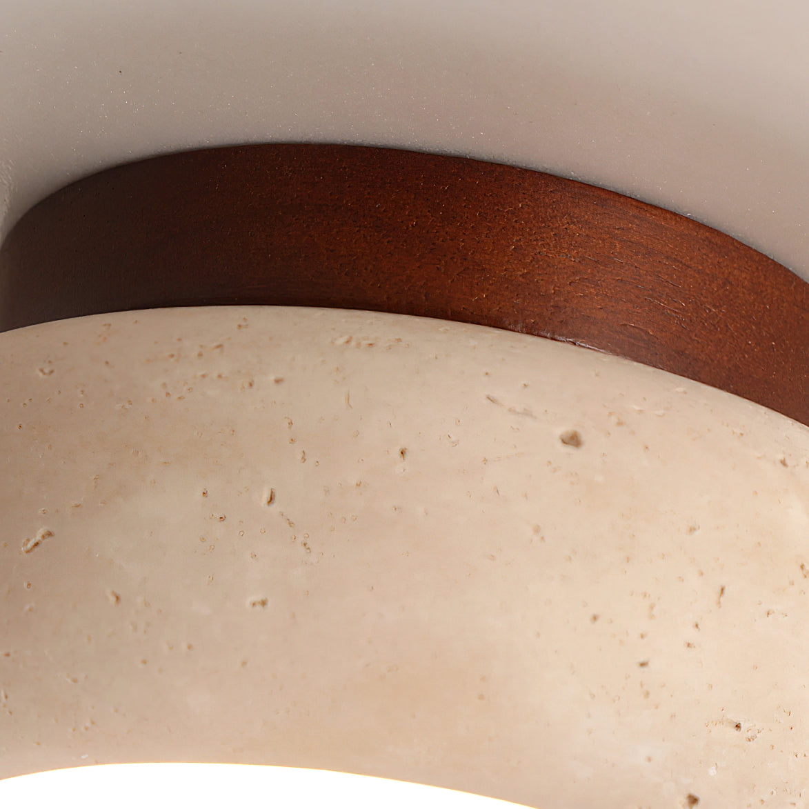 Plafonnier LED Cairns, Travertin & Bois, 15cm