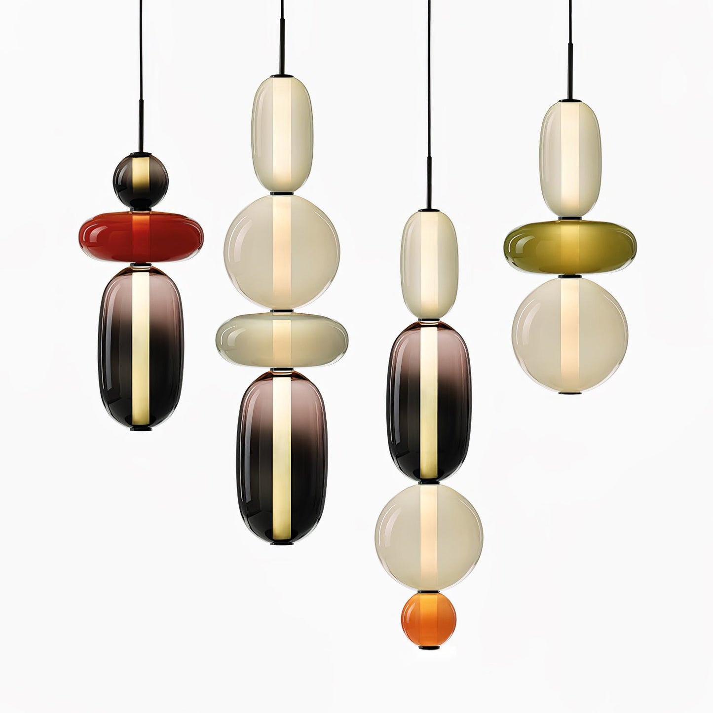 Suspension Moderne en Verre Confit – Élégance Colorée et Design Contemporain