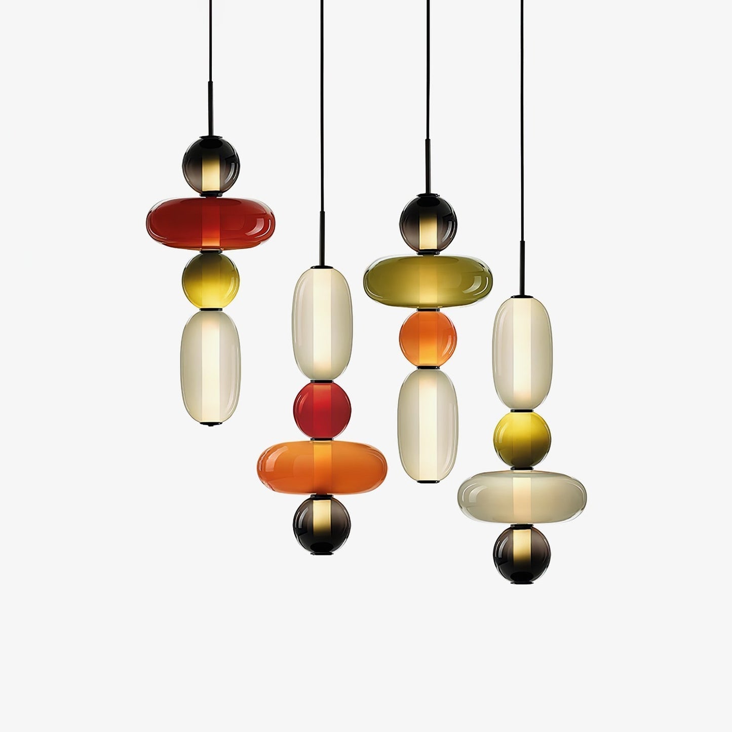 Suspension Moderne en Verre Confit – Élégance Colorée et Design Contemporain