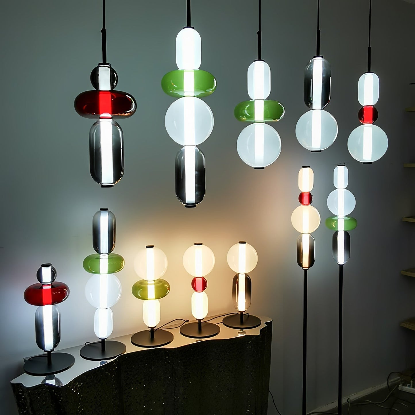Suspension Moderne en Verre Confit – Élégance Colorée et Design Contemporain