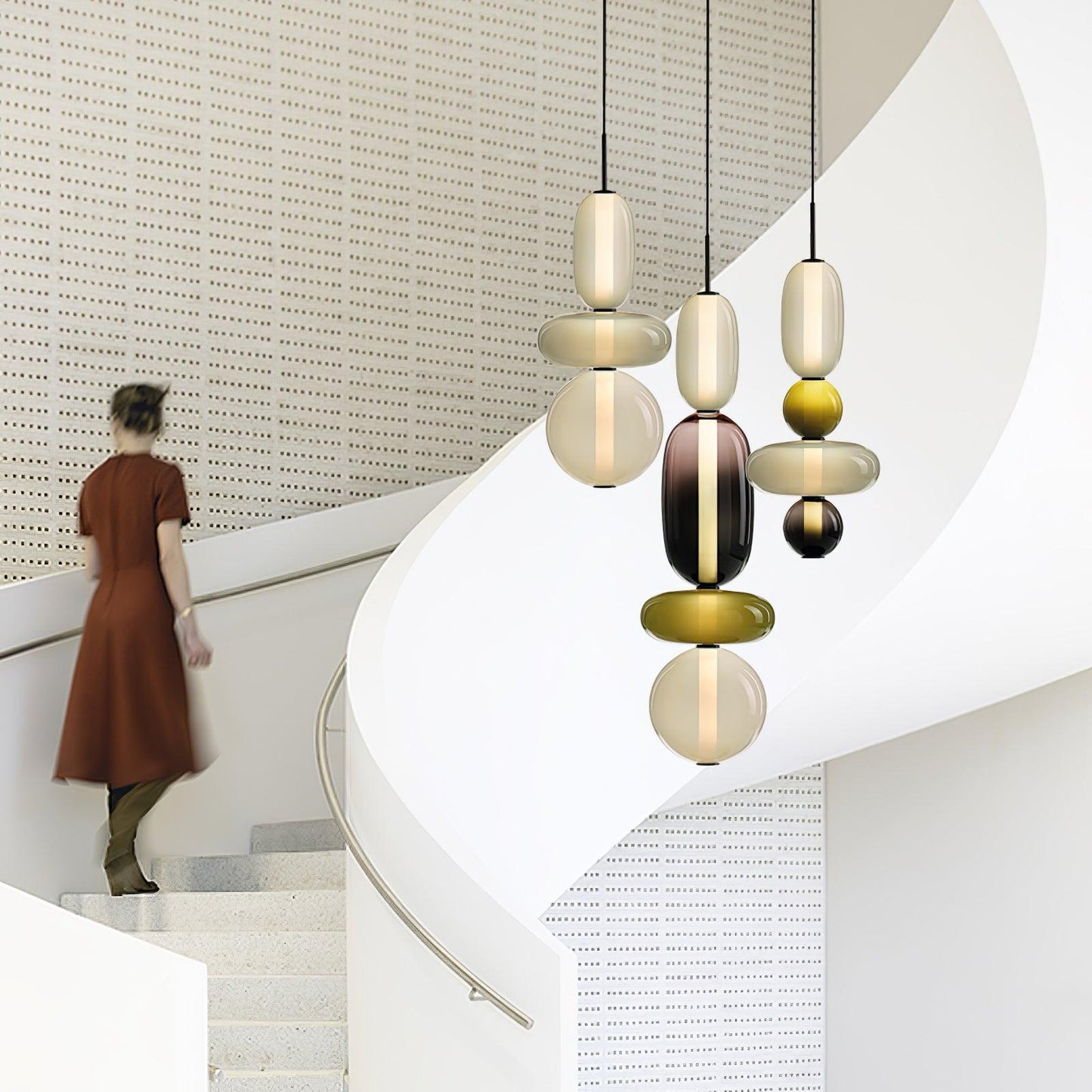 Suspension Moderne en Verre Confit – Élégance Colorée et Design Contemporain