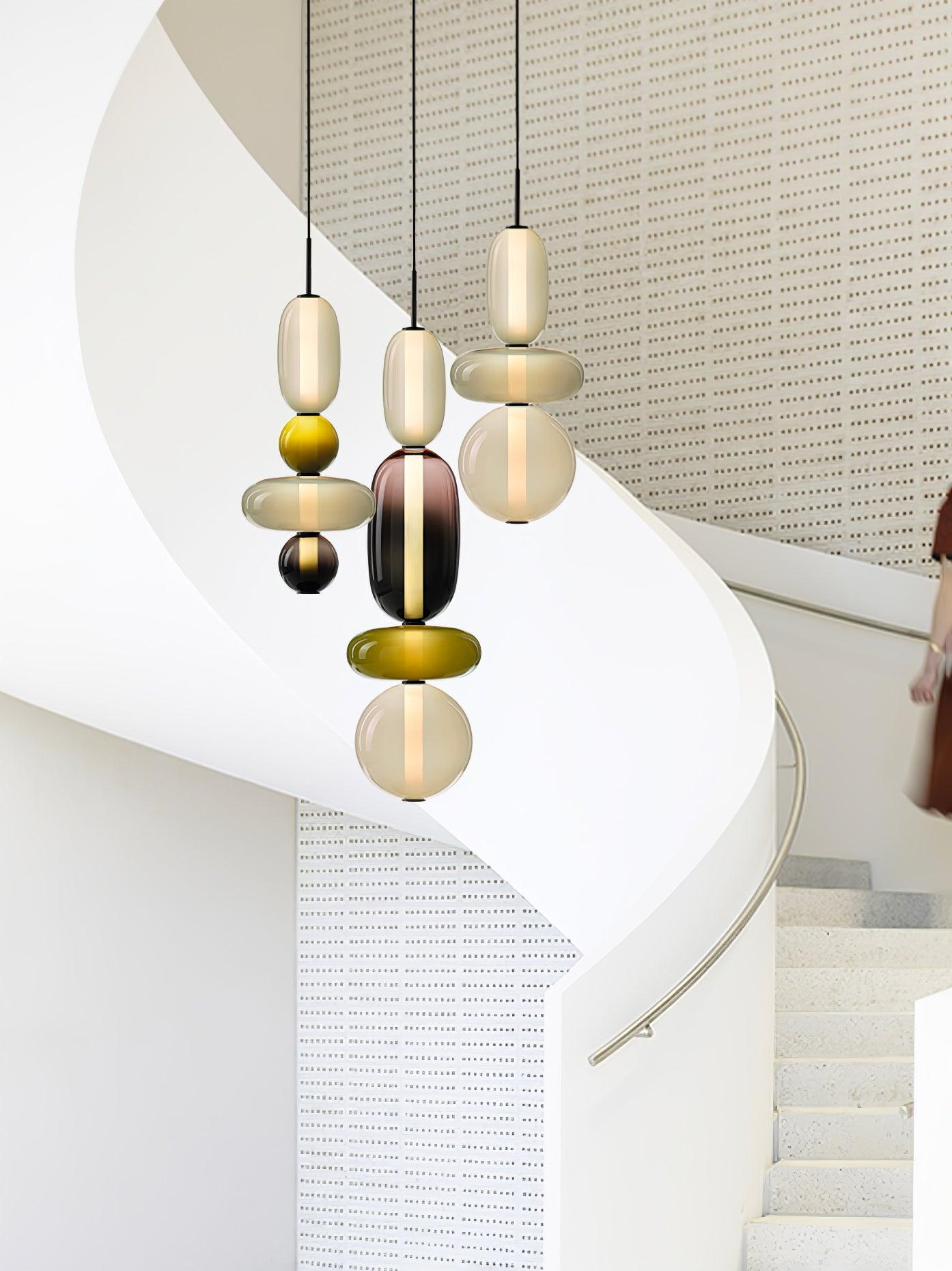 Suspension Moderne en Verre Confit – Élégance Colorée et Design Contemporain