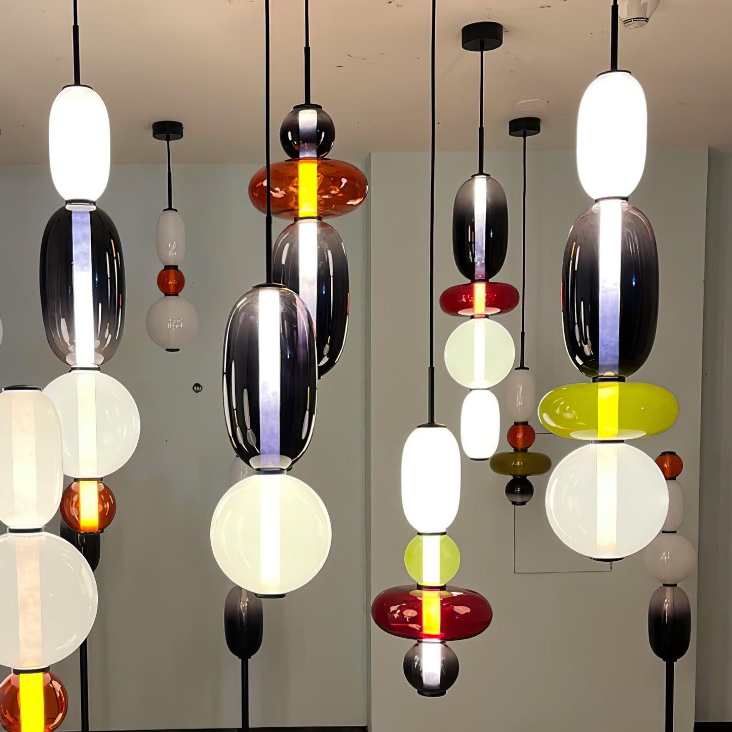 Suspension Moderne en Verre Confit – Élégance Colorée et Design Contemporain