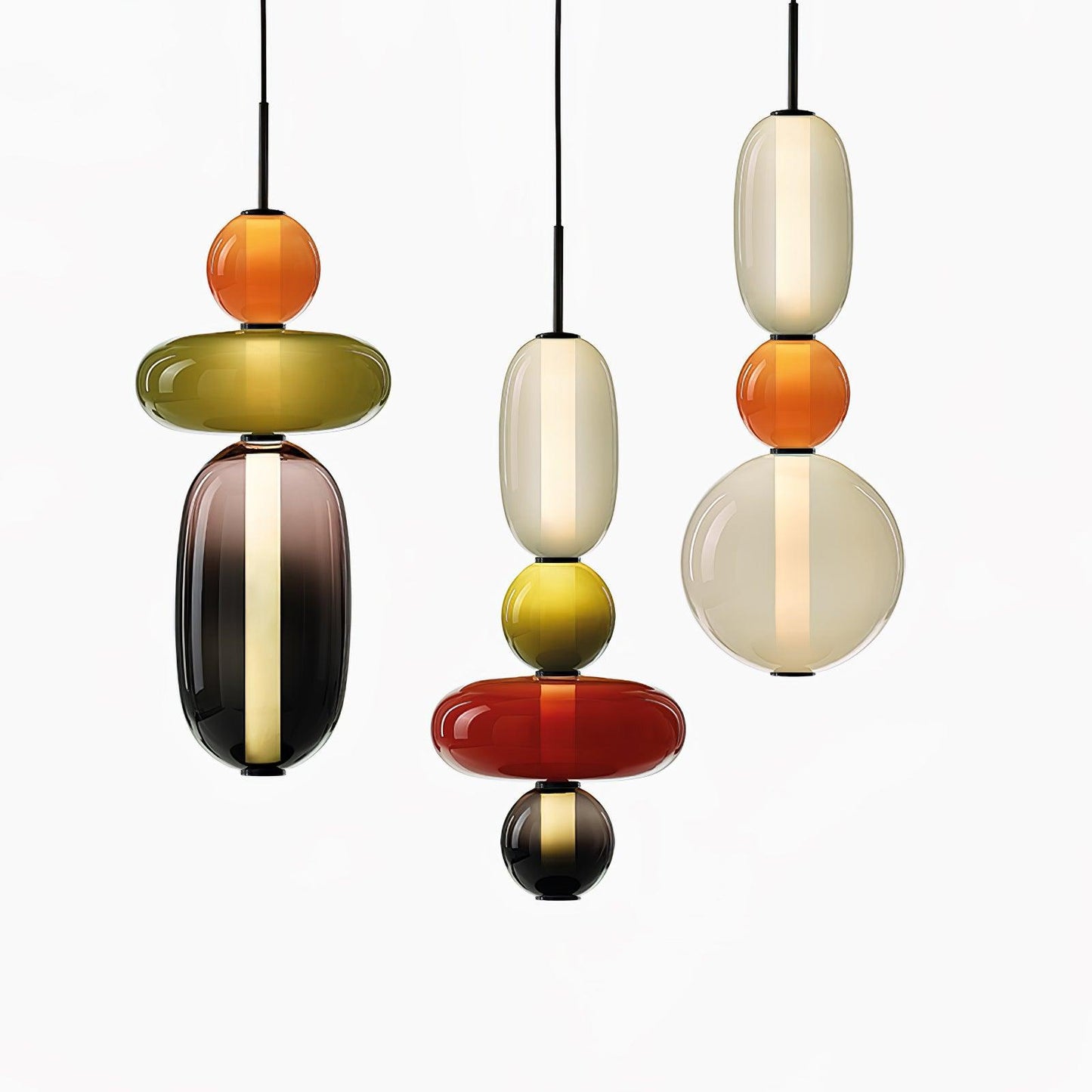 Suspension Moderne en Verre Confit – Élégance Colorée et Design Contemporain