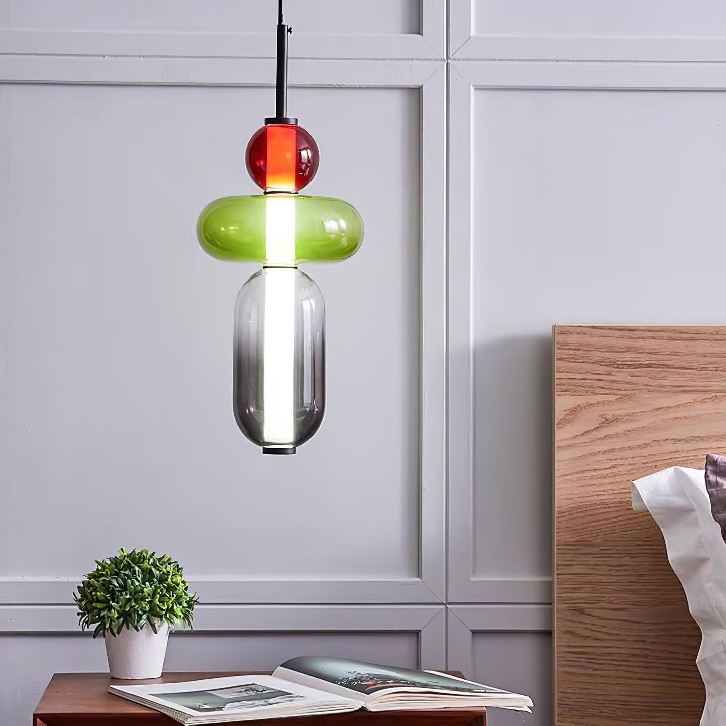 Suspension Moderne en Verre Confit – Élégance Colorée et Design Contemporain
