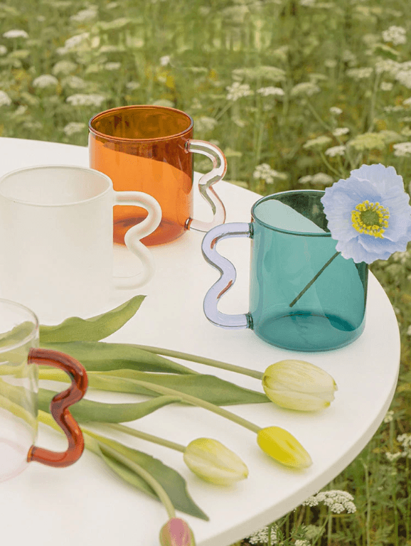 Verre Coloré Artisan – Anse Fantaisie en Relief